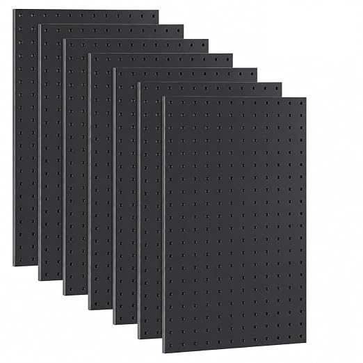 LiSHELF 8 Pack Metal Pegboard Panels, 12 x 24 Inch Heavy Duty Wall Peg Board Organizer, Modular Tool Storage Board for Garage, Workshop, Craft Room, Kitchen