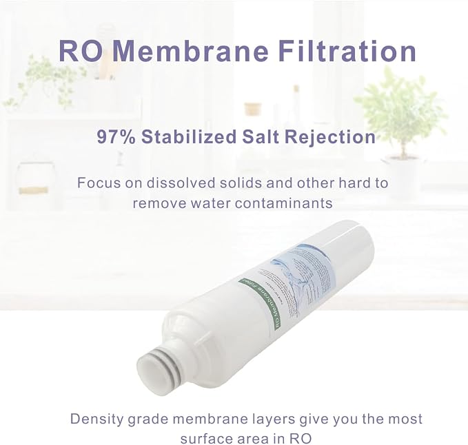 Push Botton Replacement Filter Set with RO Membrane Compatible with Watts Premier RO Pure Quick Push Replacement Filter Kit - Pack of 4