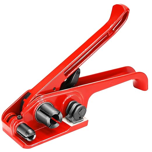 Heavy Duty Banding Strapping Tensioner & Cutter Manual Packaging Tools Windlass for 1/2"-3/4" Width Polyester Poly Strap(red)