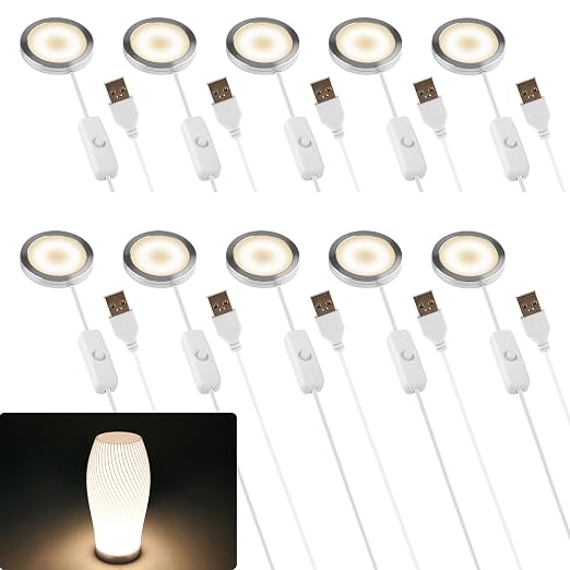 10 Set 3D Printer LED Lamp Kit 001, Compatible with Bambu lab H2D/A1/A1mini/P1S/P1P/X1C Makerworld Maker's Supply Hardware kit 5V USB Powered, 3000K Warm Light