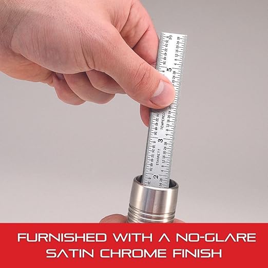Starrett Spring Tempered Steel Rule with Satin Chrome Finish, Quick Reading, Millimeter and Inch Graduation - 19-1/2" Length, 36 Graduation Type, 1.2mm Thickness - C636-500