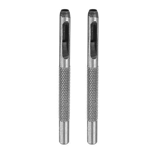 HARFINGTON 2pcs Leather Round Hole Punch, 4mm Hollow Hole Puncher Cutter Carbon Steel Circle Hole Punching Cutting Tool for Belt/DIY Leather Craft