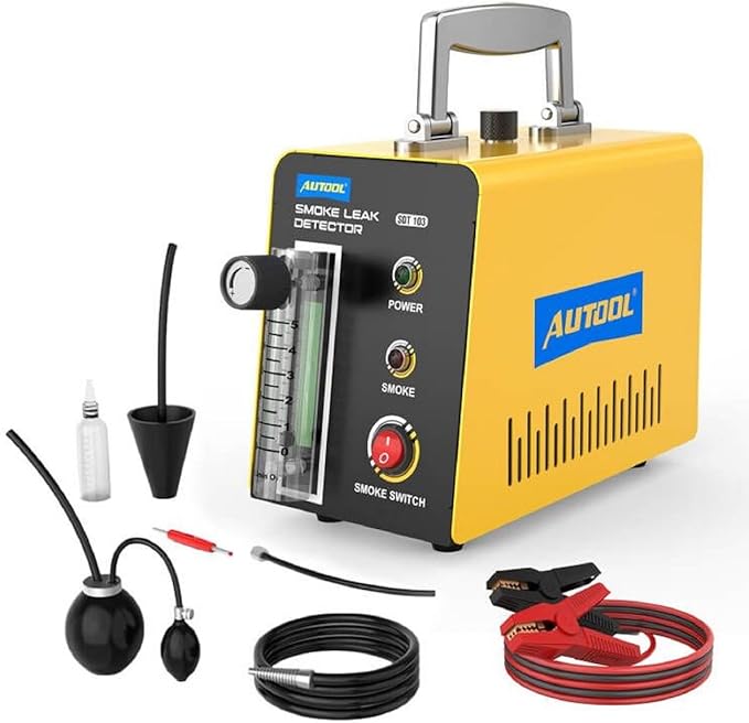 AUTOOL Smoke Machine Automotive Leak Detector,0-0.46PSI Evap Vacuum Smoke Diagnostic Tester,Pipeline Fuel Leakage Detector Compatible with 12V Vehicles