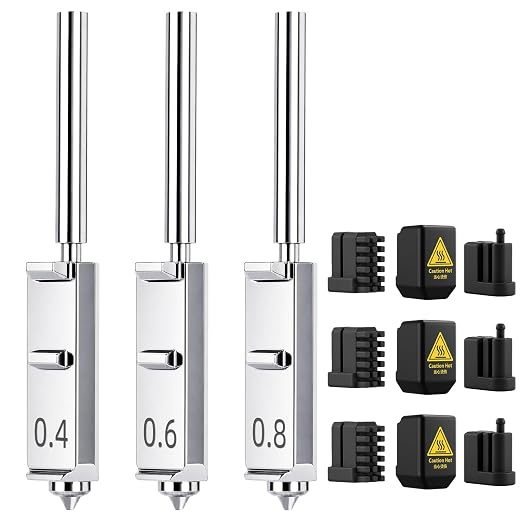 for Anycubic Kobra S1 Max Hardened Steel Nozzle,High Speed Quick-Swap Extruder Hotend with Silicone Cover and Nozzle Wiper Compatible with Anycubic Kobra S1 Max Combo 3D Printer-3PCS 0.4/0.6/0.8mm