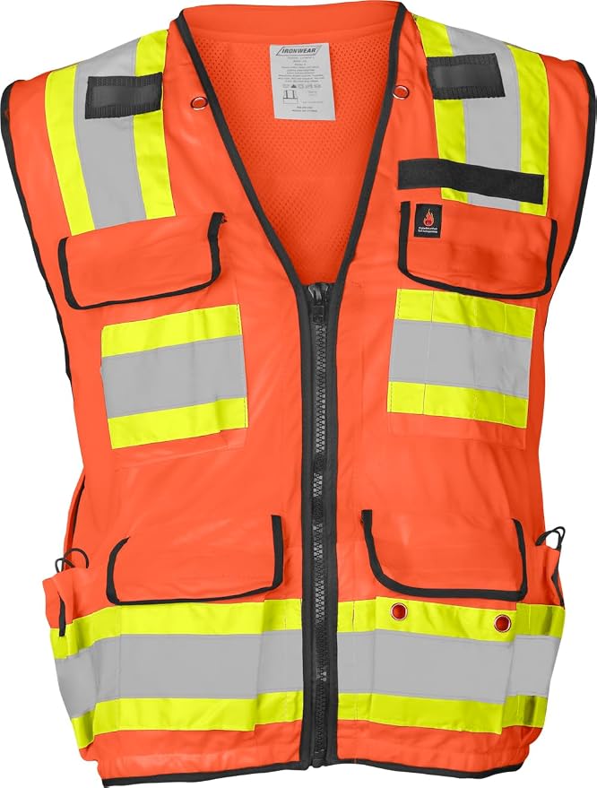 Ironwear 1278 Class 2 Flame-Retardant Safety Vest with Zipper