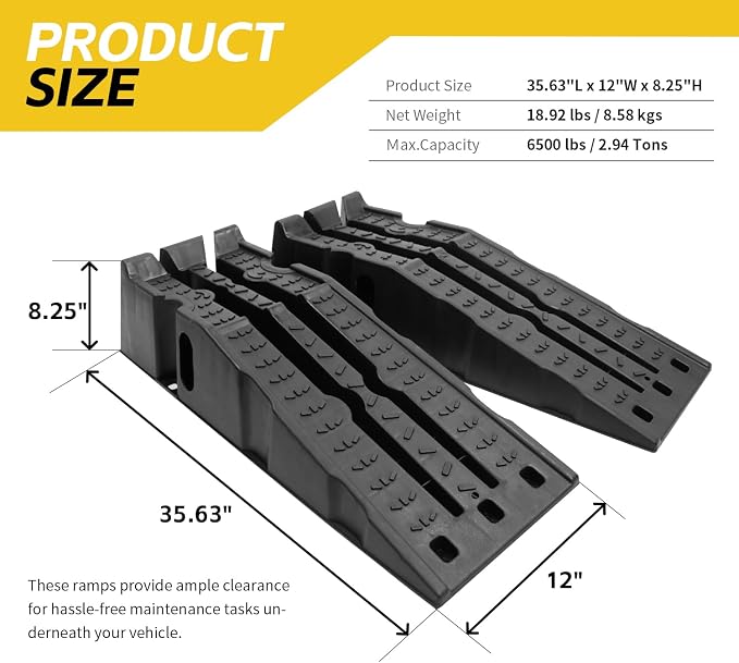 MaxxHaul 50947 Lift Stackable Vehicle Car Ramp 6500 LBS Capacity Per Pair 3250 LBS Per Ramp 2 Pack