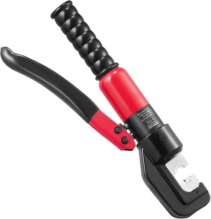VEVOR Crimping Tool, AWG12-2/0 Copper And Aluminum Terminal Battery Lug Hydraulic Crimper, with a Cutting Pliers, Gloves, 5pcs Copper Ring Connectors, 8 x Heat Shrink Sleeves and a Blow Moulded Case