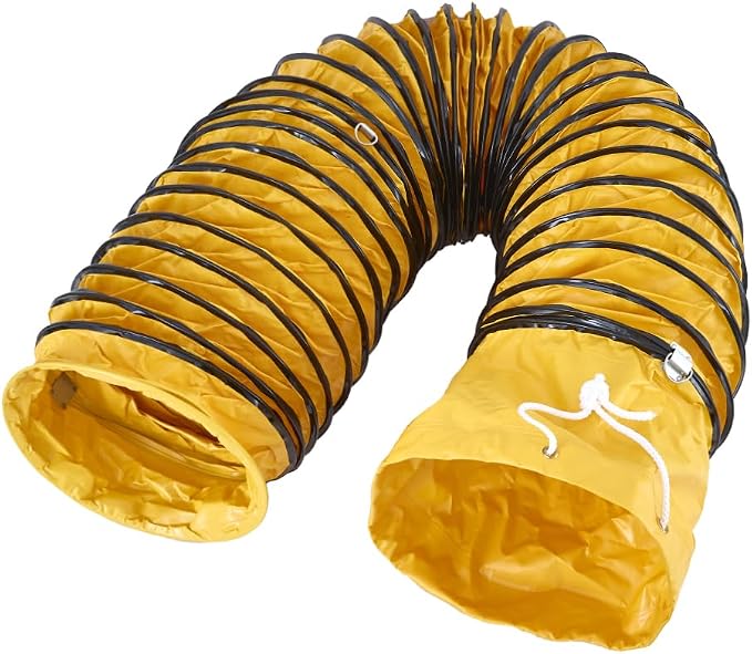 25FT PVC Flexible Duct Pipe with S Hook & Steel Support HAVC Ducting for 8 inch Ventilator Utility Blower Fan & Exhaust Fan