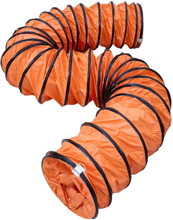 25ft Duct Hose PVC Flexible Duct Hosing with D-Ring & Ajustable Rope for 12Inch Utility Blower HVAC Ventilation Fan Exhaust Fan (12IN-25FT)