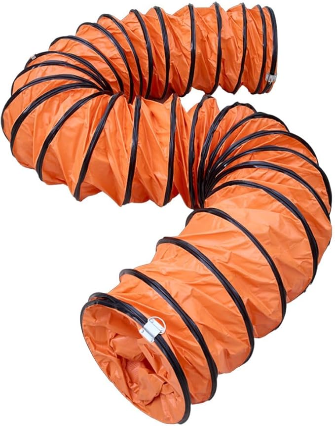 16ft Duct Hose PVC Flexible Duct Hosing with D-Ring & Ajustable Rope for 10Inch Utility Blower Ventilation Fan Exhaust Fan (10IN-16FT)
