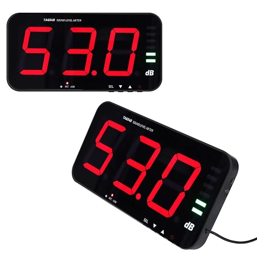 Sound Decibel Meter, 2. 4G 13 Inch LED Temperature Humidity Time Display Sound Levels Meter Sound Level Meter Noise Meter Decibel Meter Sound Levels Reader DB Meter for Home