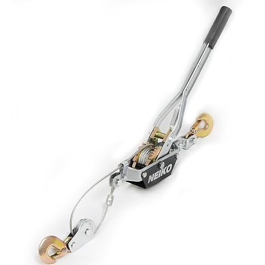 NEIKO 02251A Come Along Winch, 1-Ton (2,000 lbs) Pulling Capacity, 5.9Ft, 2 hook, Heavy Duty Power Cable Come Along Tool with Dual Gears, Hand Winch Cable, Automotive Hoist Winch Puller, Recovery Gear