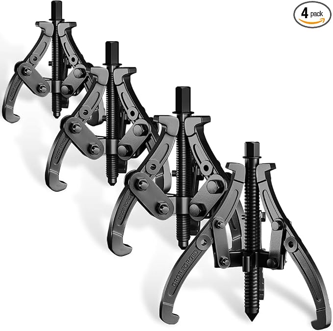 3'' 4'' 6'' 8'' Gear Puller Set, 3 Jaw Bearing Puller with Reversible Jaws, 2 Jaw / 3 Jaw Pulley Puller Tool for Pulley Gear Bearing Flywheel Removal, 4pcs Gear Extractor Tool 1.1t/1.6t/3.0t/4.4t