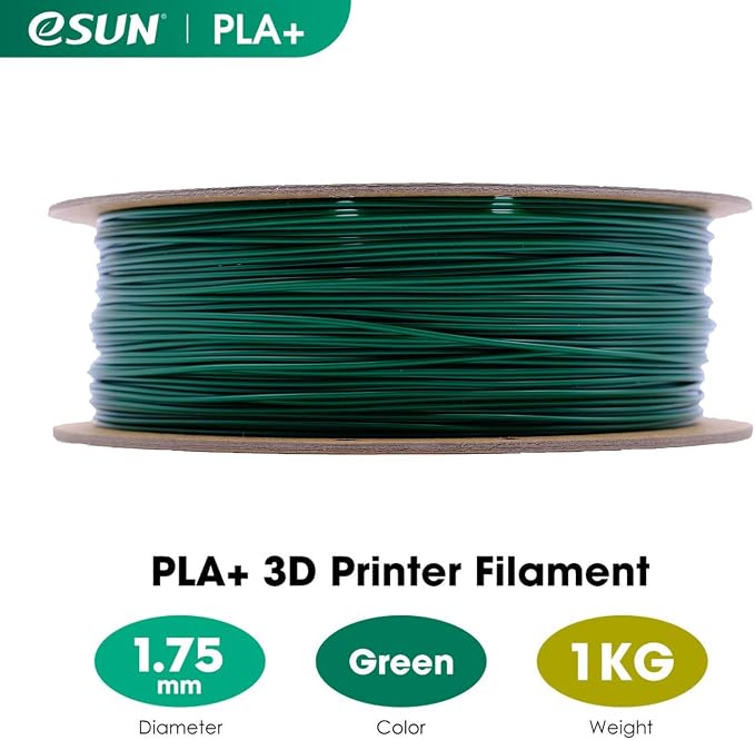 eSUN PLA+ Filament 1.75mm, 3D Printer Filament PLA Plus, Dimensional Accuracy +/- 0.03mm, 1KG Spool (2.2 LBS) 3D Printing Filament for 3D Printers, Green