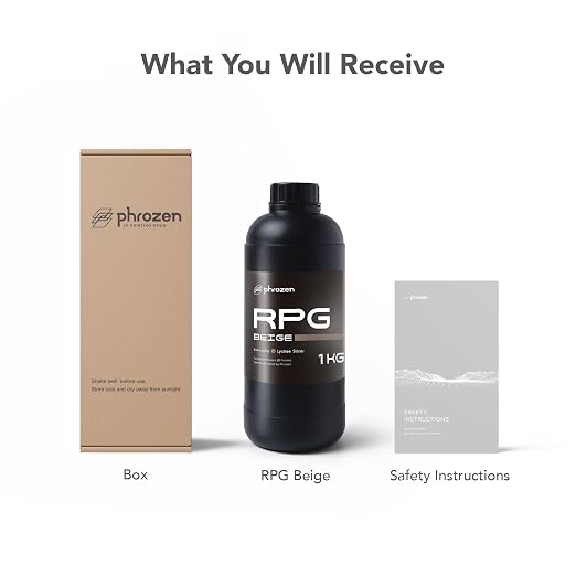 phrozen 3D Printer Rapid Resin [RPG], Low Shrinkage Superior Precision Smooth Surface Finish, 405nm LCD UV-Curing Photopolymer Resin, Beige (1KG)