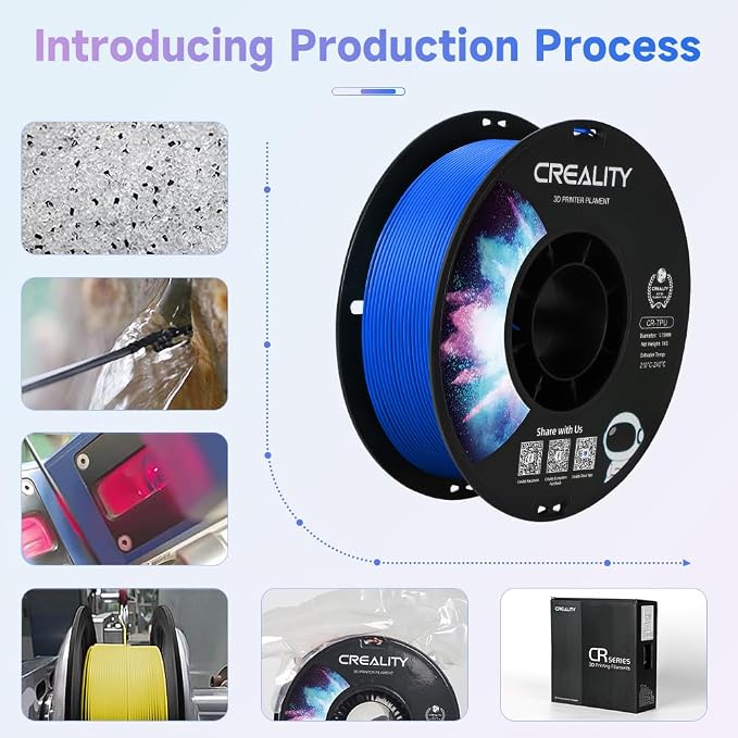 Official Creality TPU Filament, Flexible 3D Printer Filament 1.75mm, 95A Shore High Hardness & Resilience, Dimensional Accuracy +/- 0.03 mm for Most FDM 3D Printers