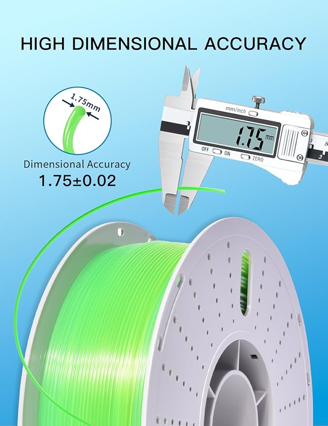PINBALL PETG Rainbow 3D Printer Filament 1.75mm, Multicolor Transparent PETG Filament, Accuracy +/- 0.02 mm, 1kg Spool (2.2lbs), Lime Color
