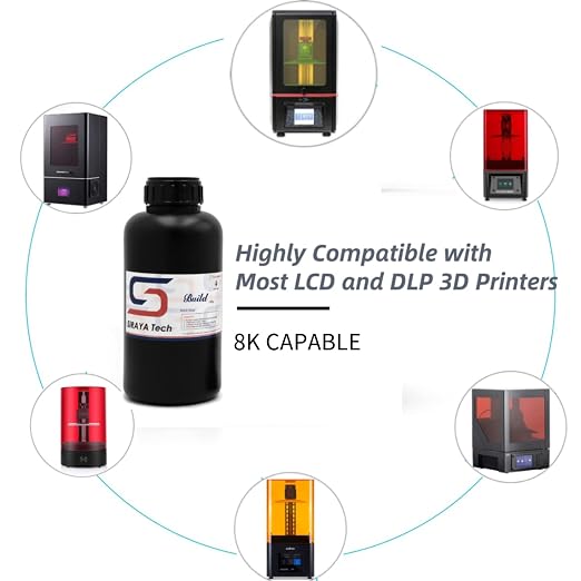 Siraya Tech Build 3D Printer Resin - High Precision Engineering Resin, Non-Brittle, Tappable, Low Warp & Shrink, for Detailed Models & Functional Parts and 8K LCD 3D Printers (Sonic Grey, 1kg)