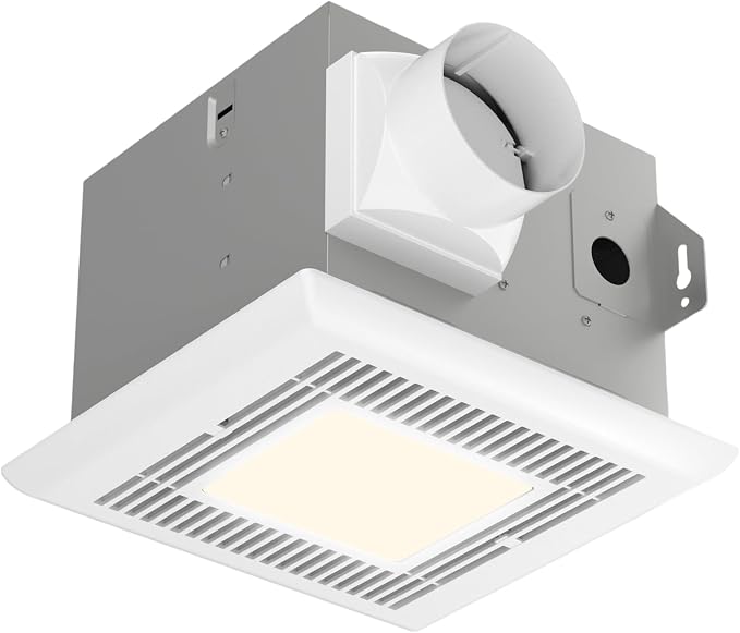 Tech Drive Bathroom Fan with light,Very-Quiet 70 CFM, 2.0 Sone,3 Inch Duct | 600LM 4000K LED light, Ceiling Mounted Ventilation Fan,Easy to Install for Bathrooms Up to 75 Sq. Ft