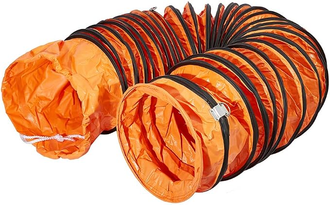 PVC Flexible Duct Hose, HVAC Duct Hosing Flame Retardant for Ventilator Utility Blower Fan with Adjustable Rope and D-Ring, Easy Storage (16inx25ft)
