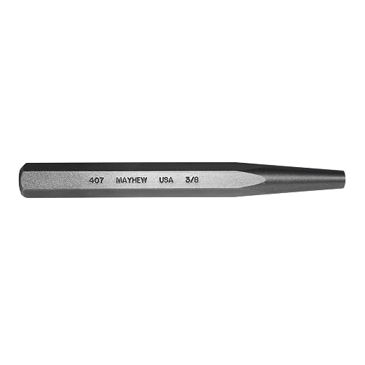 Mayhew Tools 70301 Solid Punch, 3/8" x 6-1/2", Shot Blast Finish