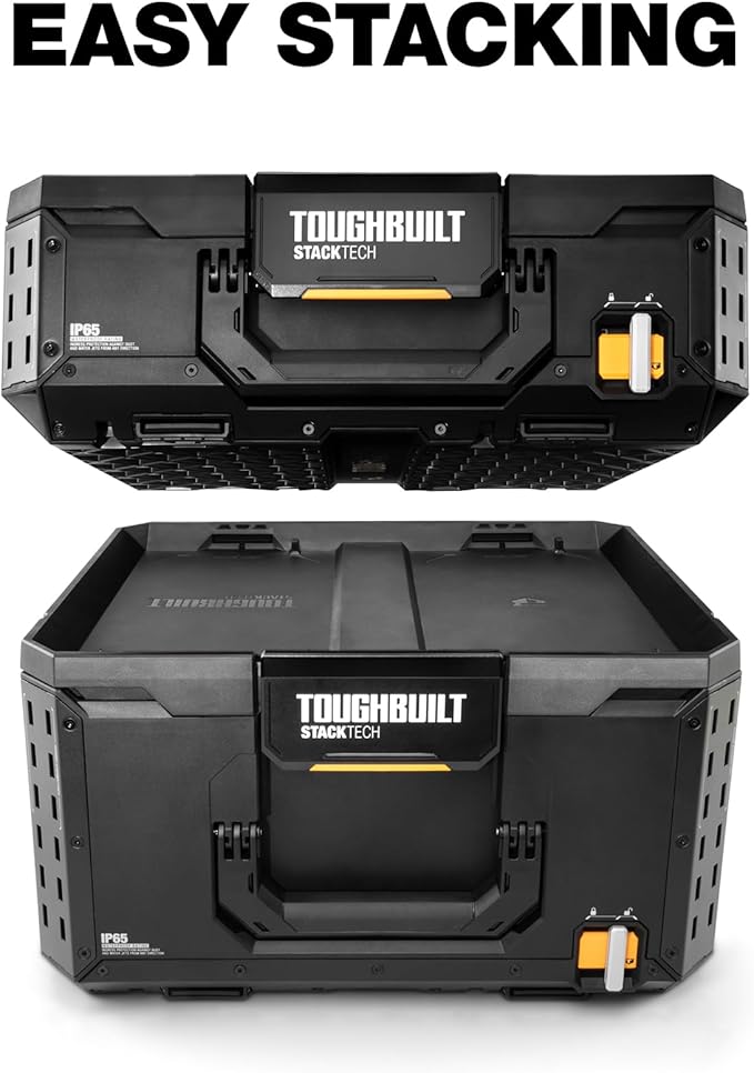 ToughBuilt – StackTech Lockable Tool Box, Modular Storage with Auto-Locking System, IP65 Protection & Accessory Rails (TB-B1-B-30)
