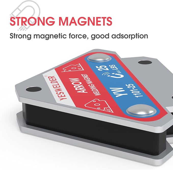 YESWELDER 25 LB & 50LB Welding Magnet-4 Pieces of Magnetic Welding Holder 25 LBS /50 LBs Holding Power & Switchable Arrow Welding Magnet 66-110LBs On/Off Switch Arrow Magnetic Welding Holder