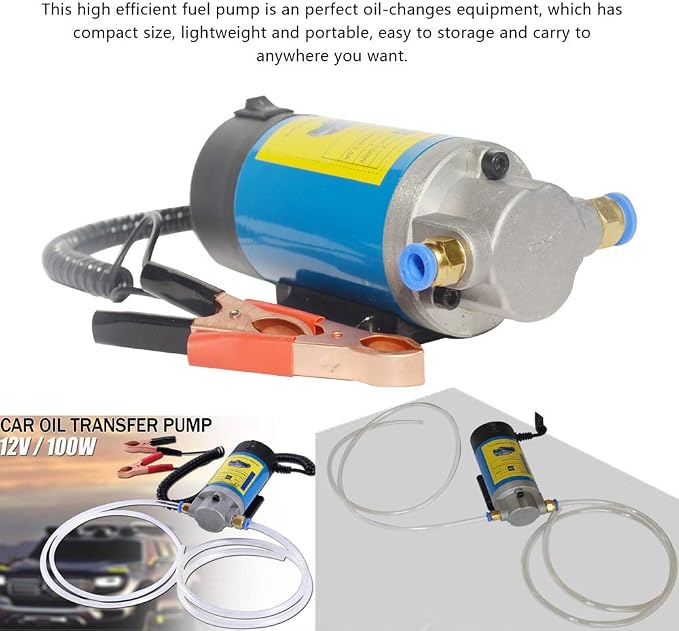Quick Oil Change Pump, DC 12V 100W Oil Diesel Fluid Pump Extractor Transfer Pump & Tubes Kit for Car, Boat, Motorbike, Truck, RV, ATV and Other Vehicles