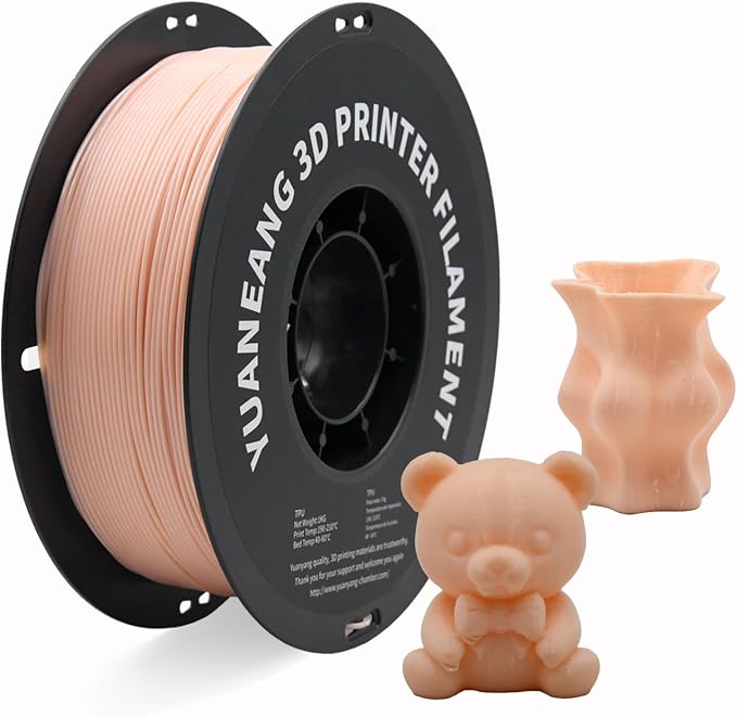 TPU 3D Printer Filament 1.75mm Skin Color, 1kg Spool, Flexible & Durable TPU Material (Shore 95A), High Elasticity, Impact-Resistant, Wear-Resistant, ±0.03mm Precision, Ideal for Grips