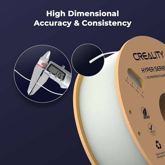 Creality Hyper PLA Filament 1.75mm 2KG, High-Speed Printing 30–600mm/s, Smooth Extrusion and Stable Printing, Low Stringing, 3D Printer Filament,+/- 0.03mm Accuracy (Black+White)