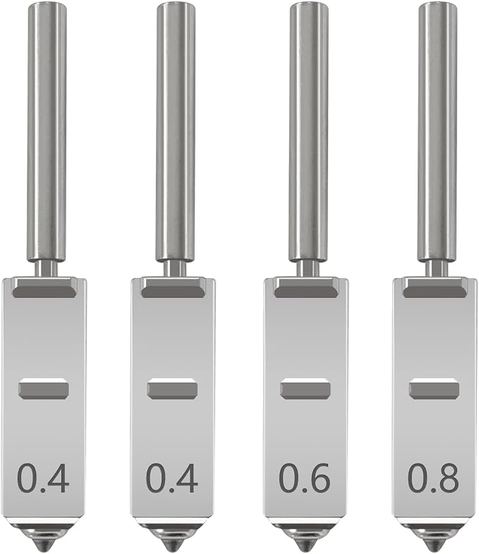 4PK 0.4/0.6/0.8mm Hardened Steel Nozzle Kit for Anycubic S1 Max Combo | All-in-One Leak-Free, High Precision, Quick Swap, Wear-Resistant, 300°C Heat-Resistant, 32mm³/s High Flow, High-Speed 600mm/s