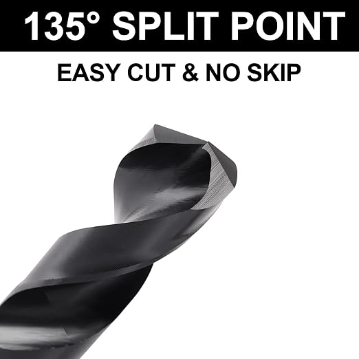 17/32 Drill Bit for Metal and Hardened Steel, M35 Cobalt 1/2 Inch Reduced Shank Industrial Grade Heavy Duty Drill Bit, with Index Storage Case