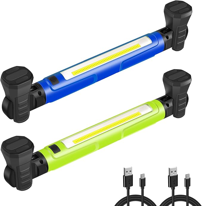 Work Light, 3000LM Bright LED Work Lights, 5200mAh Rechargeable Magnetic Underhood Work Light, Portable IP54 Waterproof Mechanic Light w/Outlet for Car Repairing/Garage/Workshop/Emergency