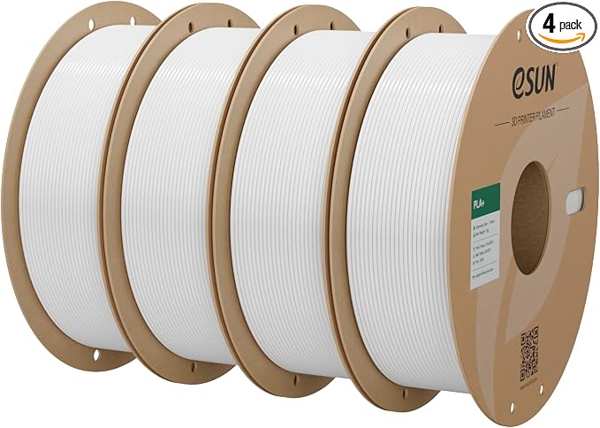 eSUN PLA+ Filament 1.75mm, 3D Printer Filament PLA Plus, Dimensional Accuracy +/- 0.03mm, 1KG per Spool, 4 Spools 3D Printing Filament, Cold White