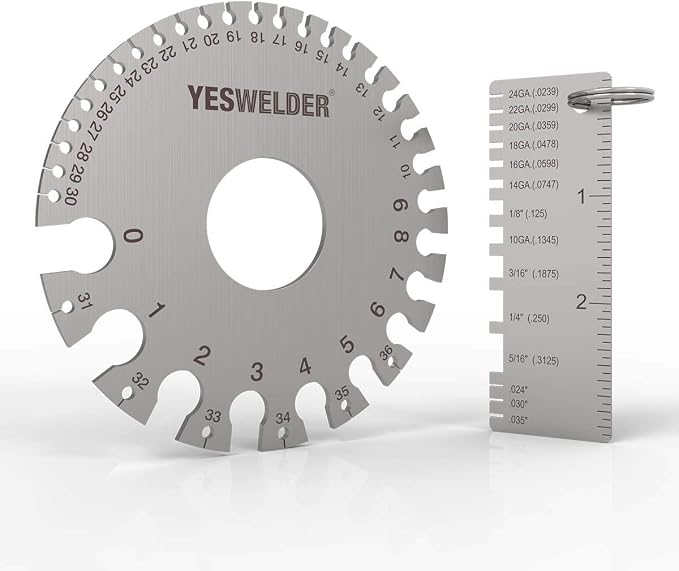 YESWELDER 25/50/75LB Welding Magnets & Round Dual Sided Metal Sheet Guage & Metal Sheet Thickness Gauge 2pk Stainless Steel Wire Welding Gauge