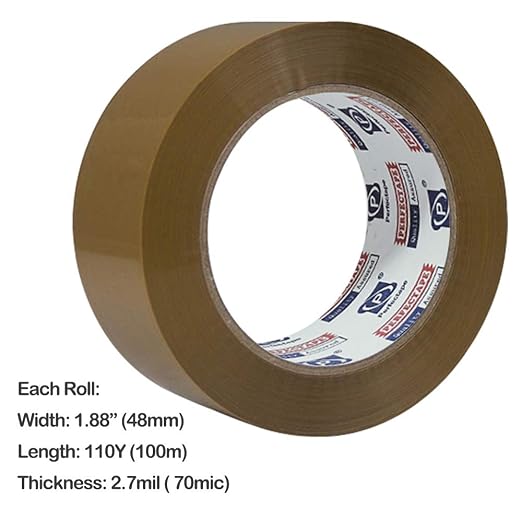 P PERFECTAPE Heavy Duty Brown Packing Tape 18 Rolls, Total 1980Y, 2.7 mil, 1.88 inch x 110 Yards, Ultra Strong, Refill for Packaging and Shipping | Total 1800 meters, 2.7 mil, Ultra Strong, Refills for Moving, Packaging and Shipping