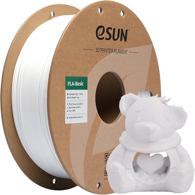 eSUN PLA Basic Filament 1.75mm, 1KG Spool (2.2 LBS) High Speed Printing 3D Printer PLA Filament,Designed for Fast Printing, White