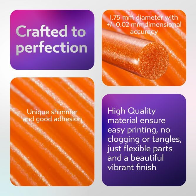 Cookiecad TPU Filament 1.75mm 1kg Iridescent Glitter 3D Printer Filament - Orange Elixir TPU