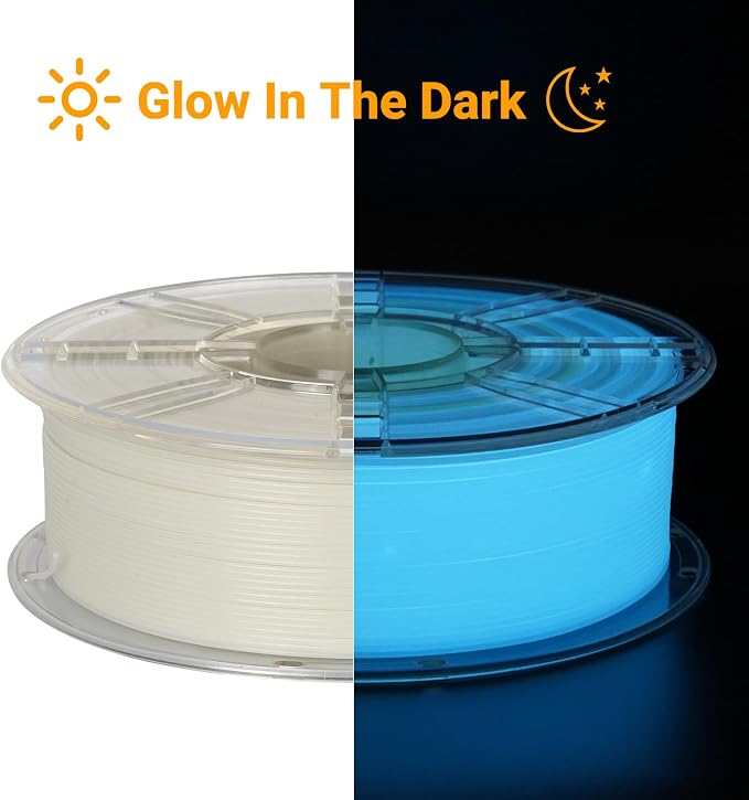 Kingroon Glow in The Dark Rainbow PLA Color Change Filament 3D Printer Filament 1.75 1KG Multicolored PLA Luminous,Dimensional Accuracy +/- 0.03mm
