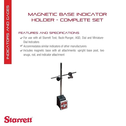 Starrett Magnetic Base Indicator Holder for Test, Back-Plunger, AGD, Dial and Miniature-Dial Indicators - Complete Set - 657AA
