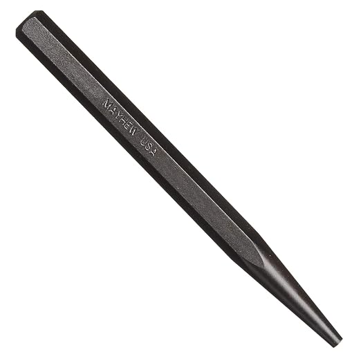 Mayhew Tools 20026 Solid Punch, 6 mm x 5", Black Oxide Finish