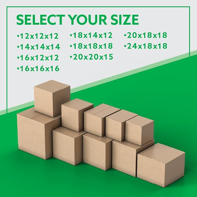 16"x12"x12" Heavy Duty Shipping Boxes, Corrugated Cardboard Moving & Packing Boxes for Shipping, Storage and Packaging, Bundle of 15