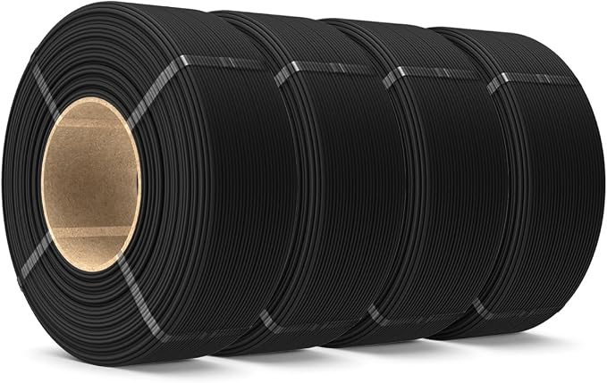 SUNLU Matte PLA Filament Refill 1.75mm 4KG, 3D Printer Filament PLA Refill, No-Spool Black PLA Matte Filament for Reusable Spools Compatible with Bambu Labs Filament, 4-Rolls 1KG/Roll