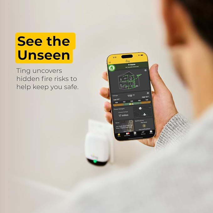 Ting Fire Electrical Fire Prevention Sensor & Service - Residential Use Only - 12 Months of Required Service Included - Home Fire Safety