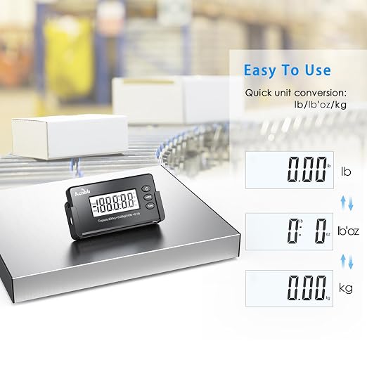 Transportation Scale Smart Digital Postal Scale,440 lb Heavy dutypostal Scale Stainless Steel, Digital Postage Scale for Warehouse/Home/Courier Company, Includes Adapter and Product Manual