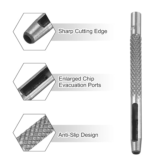 HARFINGTON Leather Round Hole Punch, 3.5mm Hollow Hole Puncher Cutter Carbon Steel Circle Hole Punching Cutting Tool for Belt/DIY Leather Craft