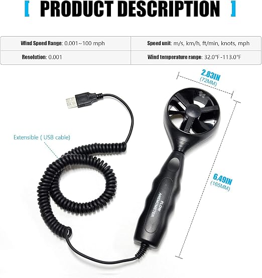 Replacement Vane Sensor for AIOMEST AI-826A AI-846A AI-856A Anemometer, Wand Sensor ONLY, Anemometer is NOT Included