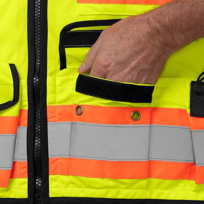 Ironwear 1278FR-L-04-XL ANSI Class 2 Flame Retardant Polyester Surveyor SAFETY Vest with 2" Silver Reflective Tape, Lime, X-Large