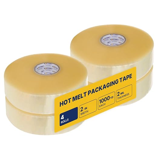 NORTHSKY Bulk Packing Tape, 4 Rolls Clear Packing Tape 2 Inch Wide x 1000 Yards Each, 2 Mil Heavy Duty Shipping Tape, Packaging Tape for Boxes, Carton Sealing, Moving, Warehouse, Storage, Shipping