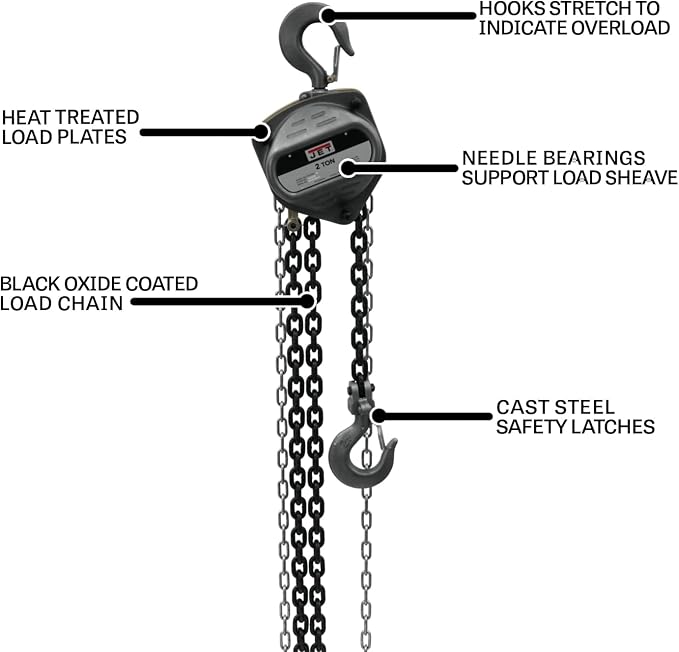 JET 2-Ton Hand Chain Hoist, 30' Lift (Model S90-200-30)